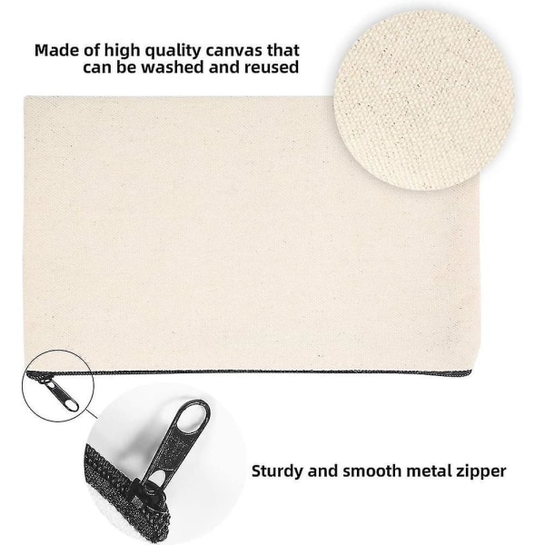 10-pack tom gör-det-själv hantverksväska Canvas Case Tomma sminkväskor Canvas Pennspåse Bulk Canvas Kosmetikväska Multi