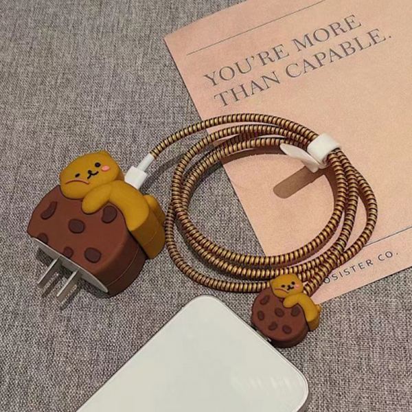 e Cookies Bear 3D Silikon USB -kabelskydd Mjukt case