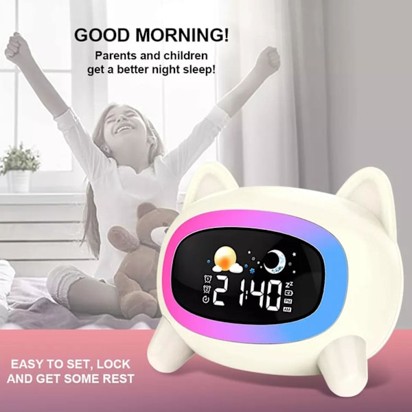 Barnväckarklocka Söt katt Kanin Björn Väckarklocka Nattljus beige gul hund beige rabbit