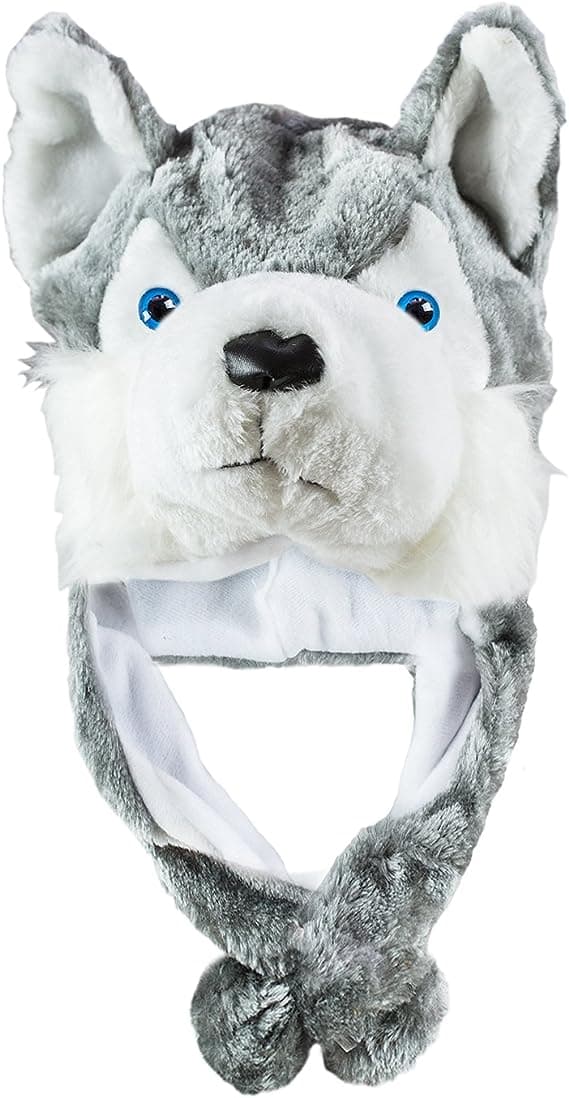Husky Timber Wolf Plysch djur vinterhatt Varm vinter (kort)