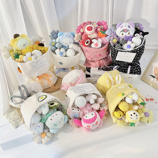 My Melody Kuromi Cinnamoroll Plysch Doll Bukett Toy Yellow