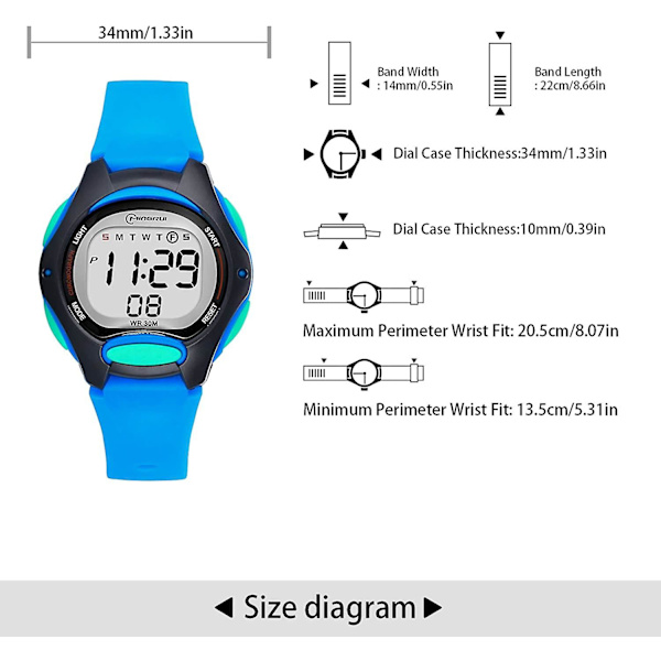 Digital watch för barn Vattentät med väckarklocka/stoppur