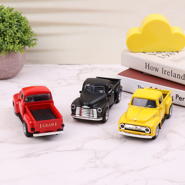 Mini Pickup truck Diecast Pocket Simulation Billeksak för barn Svart Yellow