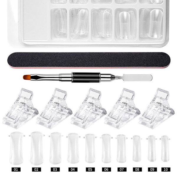 Nail Art Extension Set Nagelborste Akrylklämma Quick Building M