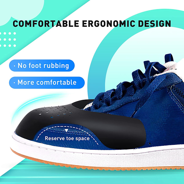 3 par Skrynkskydd Skoveckskydd Lämplig för de flesta sneakers, Skrynkskydd Anti Sneakerveck Black Small size (35-39)