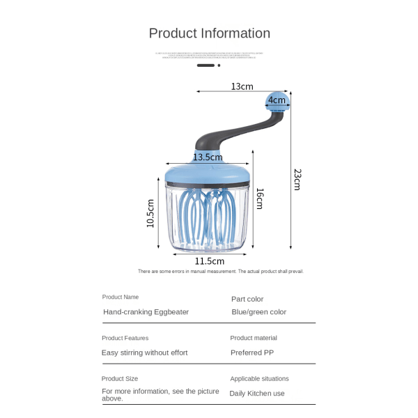 Gräddvisp emi-automatisk äggvirvelmaskin blå blue