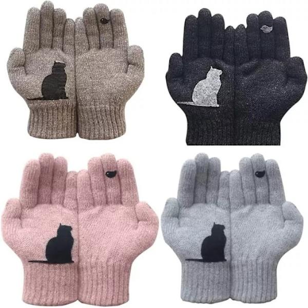 Vinterhandskar för män Kvinnor Tonåringar Print thermal handskar grå 15*25cm gray