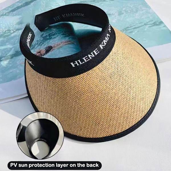 Dam Sommar Solskärm Hatt Vikbar Solhatt Bred Stort Brätte Strand Beige Khaki