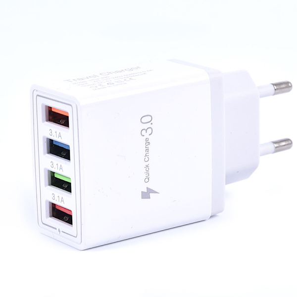 Adapter Laddare USB 4 Portar Sektor Qualcomm Quick Charge Vit