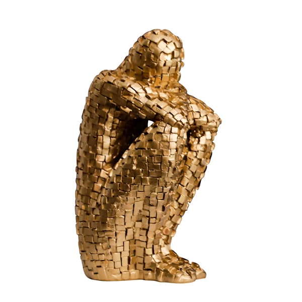 Studera Resin Figur Staty Bookstall guld