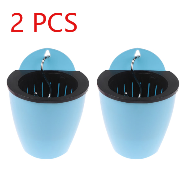 Trädgårdsskötsel Blomkrukor Kreativ vägg Lata blomkrukor Plast Fl Vit 2 st Blue 2 pcs