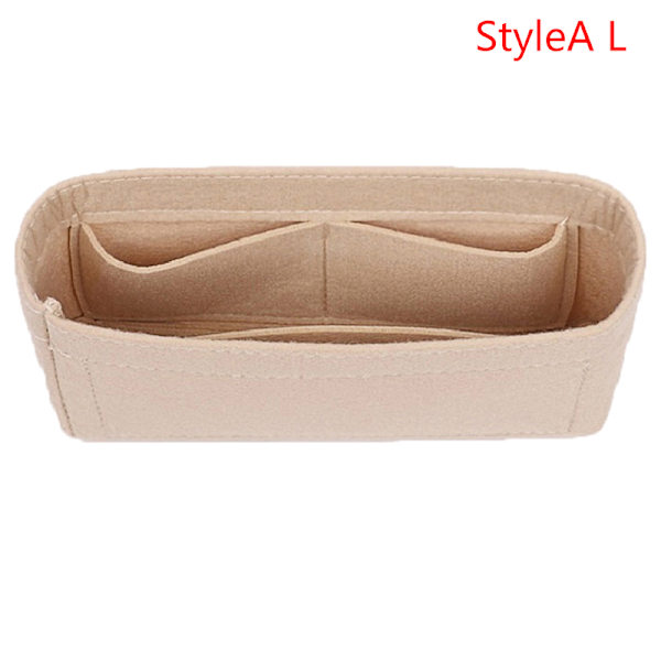 1:a Kvinnor Insert Bag Filt Tyg Handväska Organizer Bag Black StyleB S Khaki StyleA L