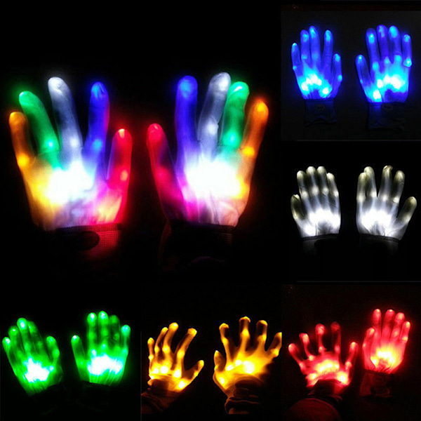 LED Luminous Gloves Lysande blinkande handskar Blå Multicolor