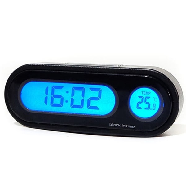Biltermometer Klocka LCD Digital Display Temperatur Svart onesize