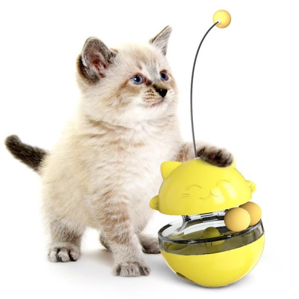 Tumbler cat interaktiv leksak mat dispenser leksak blå yellow