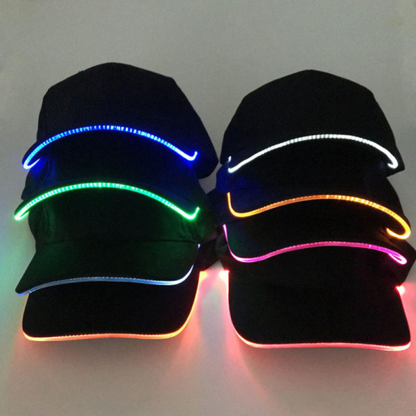 Hatt LED Lysande Baseball Hat Party Peaked Sports Kepsar Svart rosa ljus Black yellow light