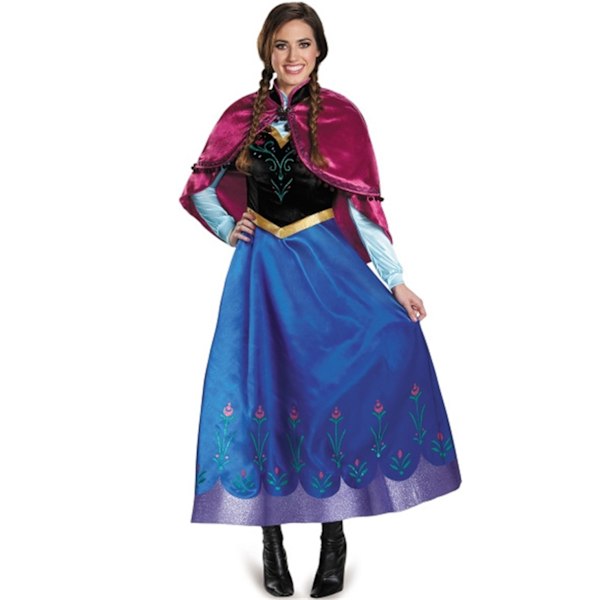 Vuxen Prinsessa Anna Cosplay Kostym Jul Maskeradklänning Outfit M XL S