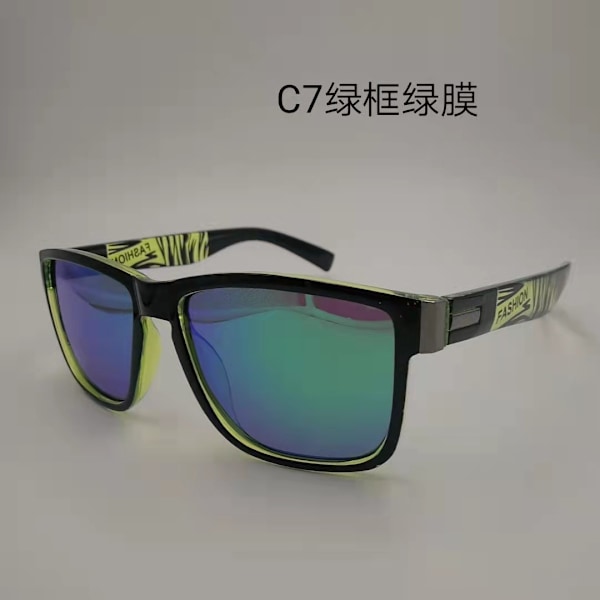 Square Frame Solglasögon Herr Polarized Cykelglasögon Herr Mode Sport Solglasögon L7 Green Frame Green Film 518#