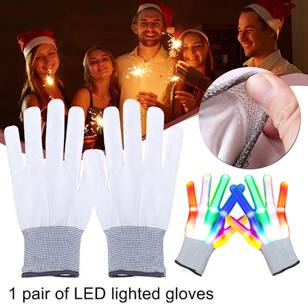 LED Luminous Gloves Lysande blinkande handskar Blå Multicolor