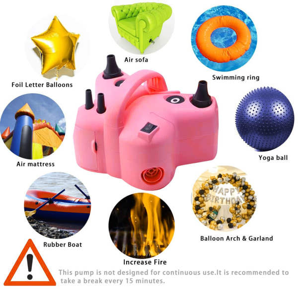 Automatisk elektrisk ballong Iator bärbar luftpump svart+rosa 20,5*15,5*14,5cm