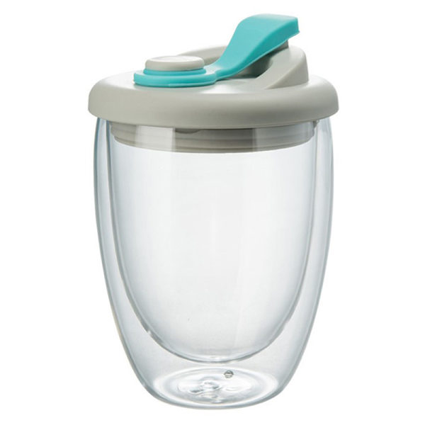 350 ml läckagesäker dubbelvägg glaskopp isolerad kaffemugg Rosa Light blue