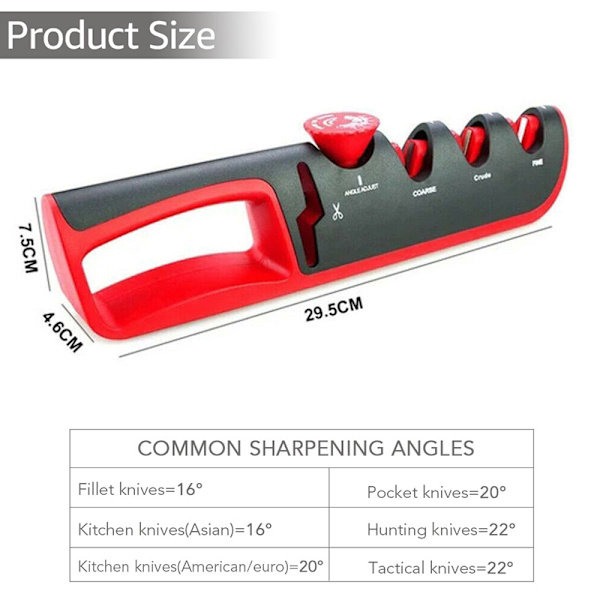 Vinkeljustering Sharpener 4 Steg Köksverktyg Grå + Röd