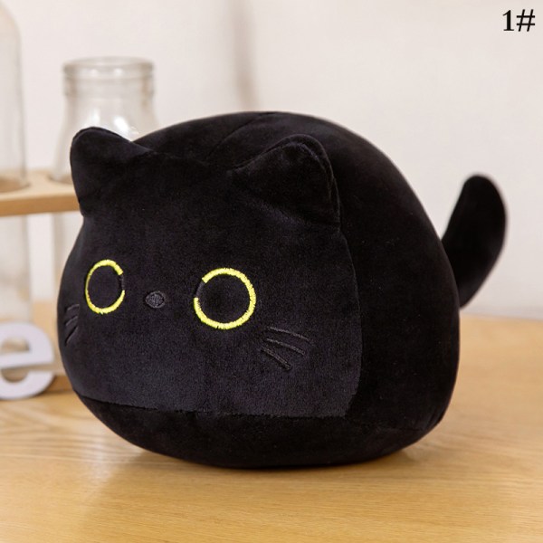 Svart katt om kudde plysch dockleksaker e presenter för pojkar Flickor F Black 1#