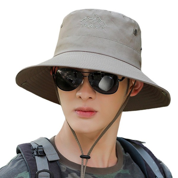 Herrhatt Panama Bucket Hat Utomhus Solskyddsmössor Herr Grå One Size