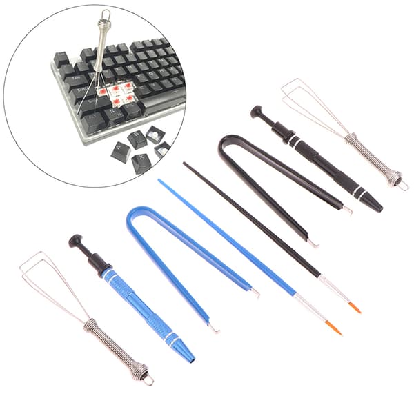 1Set Tangentbordsrengöringsverktyg Keycap Puller Stem Lube Borste blue-4PCS