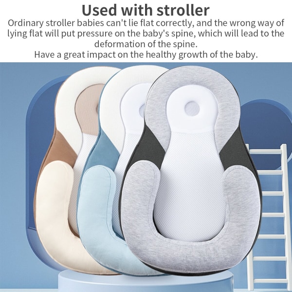 Newborn Sleep Positioning Pad Anti Roll Anti Flat Kuddar brun 55*38*5cm blue