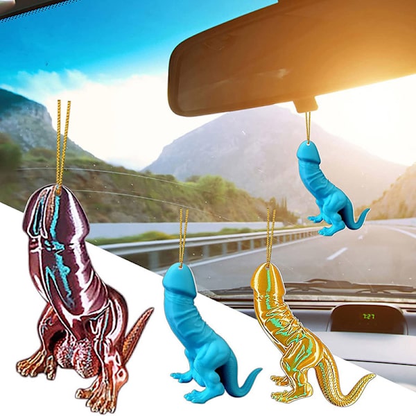 Kreativt handgjort Ding Ding-hänge för bilnöje Dickasaurus Di P1 P3