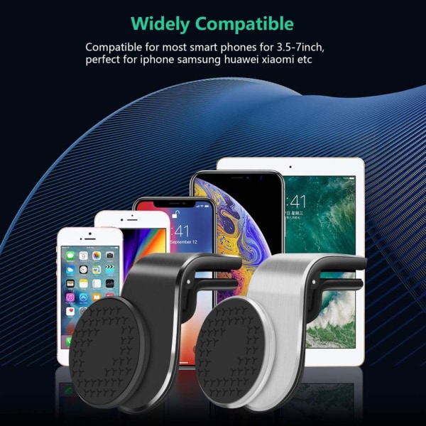 2st Mobiltelefon Bilfäste, Telefonhållare för Bilmagnet Ventilation Telefonhållare Biltelefonhållare Magnet Universal för iPhone Samsung Huawei