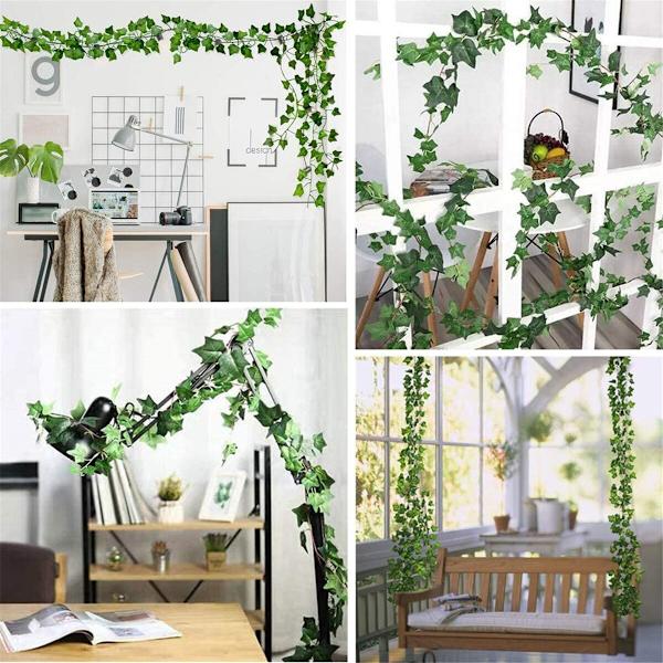Konstgjorda växter Heminredning Grönt sidan hängande vinstockar Grape Vines 220*14cm Grape Vines 220*12cm