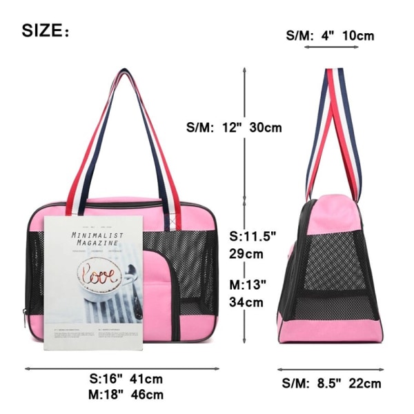 Bärbar hundkattbärväska Andas mesh för husdjur frukt grön liten pink medium