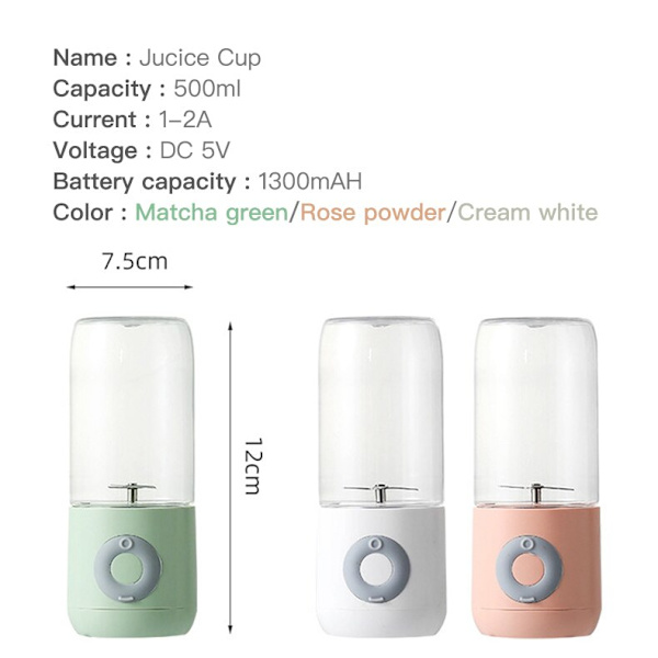 Mini Bärbar Juicer USB Electric Frukt Smoothie Blender grön 12*7,5cm white