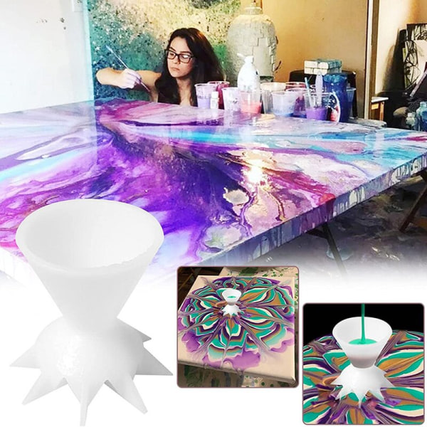 Återanvändbar Akrylmålning Pouring Mini 7-Leg Funnel Split Cup vit 2*2,5cm