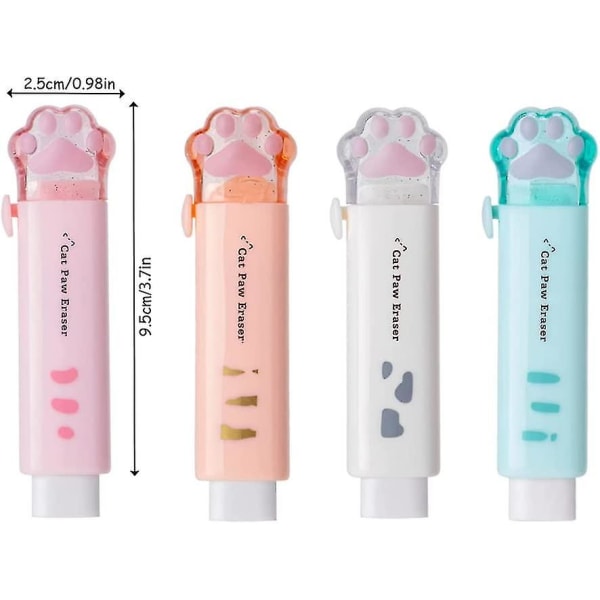 4st söt kattklo Eraser tecknad stil Push-pull penna gummi