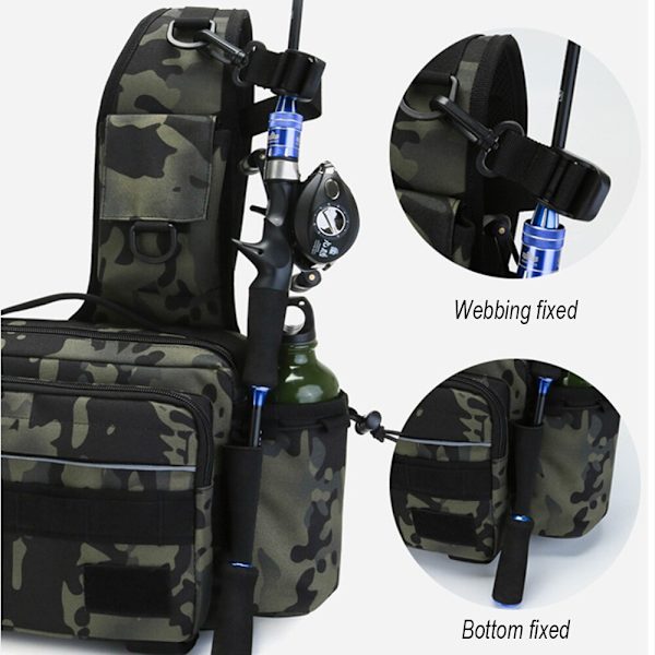 Multifunktionell lutande axelväska för fiske brown Scorpio Camo