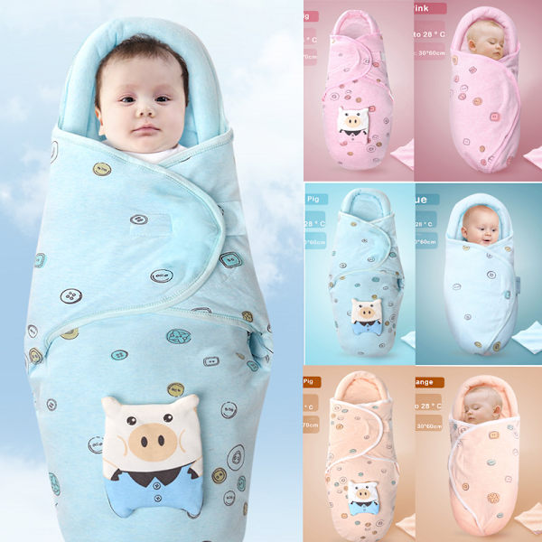 vinter varm sovsäck sovsäck baby blå gris pink