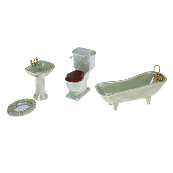 Dockhus miniatyr grönt porslin set