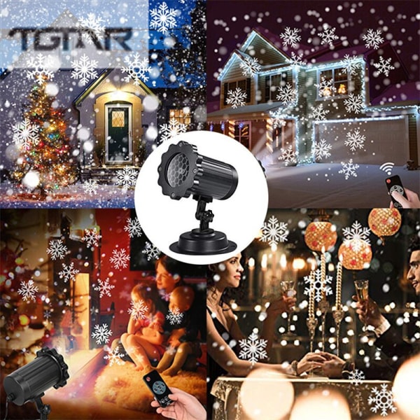 Mini LED Christmas Snowflake Projector Light med fjärrkontroll no remote control