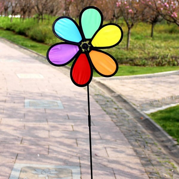 Ny färgglad Rainbow Dazy Flower Spinner Wind Windmill Garden Y onesize