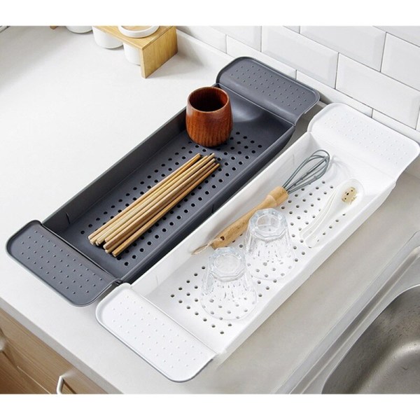Badkar Hylla Utdragbar Badrum Badkar Bricka Dusch Caddy Badställ svart 55*17*5cm black