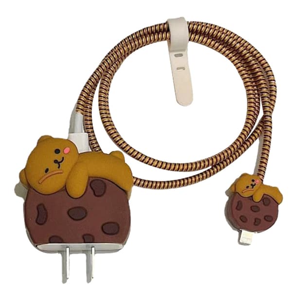 e Cookies Bear 3D Silikon USB -kabelskydd Mjukt case