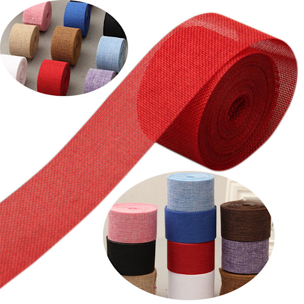 Naturlig jute Burlap Ribbon Jute Tyg Roll Hessian Ribbon Trims Tejp khaki brown