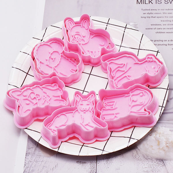 6 st Kakstämpel Kexformar Molds Kex Kakafondant Lucky cat koi cat