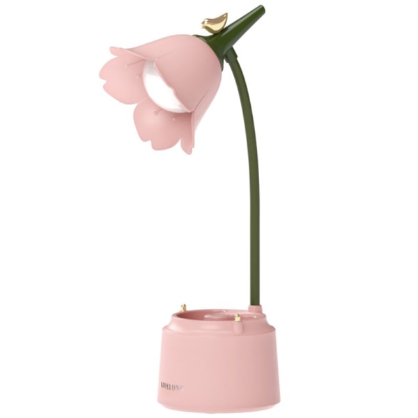 USB Flower LED-bordslampa Touch-läslampa Rosa Pink