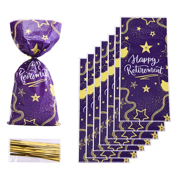 50 Styck Eid Mubarak Plast Godispåse med Twist Slips Ramadan