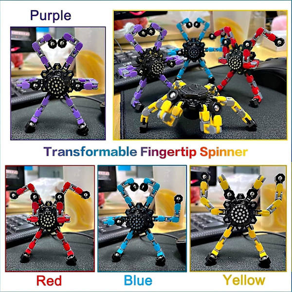 4st Fidget Spinner Leksaker Robot Deformerbar Fingertop Spinner För