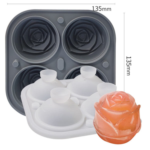 3D Silikon Rose Shape Ice Cube Maker grå
